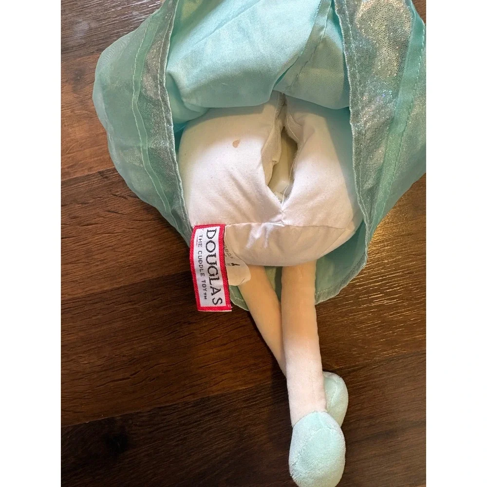 Douglas Cuddle Toy Fairy Doll Aqua Blue Tulle Dress Sparkly Wings Plush 15 inch
